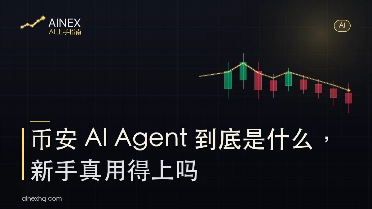 币安 AI Agent Skills 概念示意：AI 智能体通过接口取行情、调 API，与新手手动操作的对比