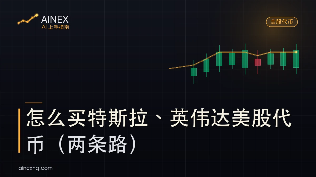 买特斯拉英伟达美股代币的两条路示意：现货 USDT 买 TSLAB、Web3 钱包 Swap 买 NVDAx