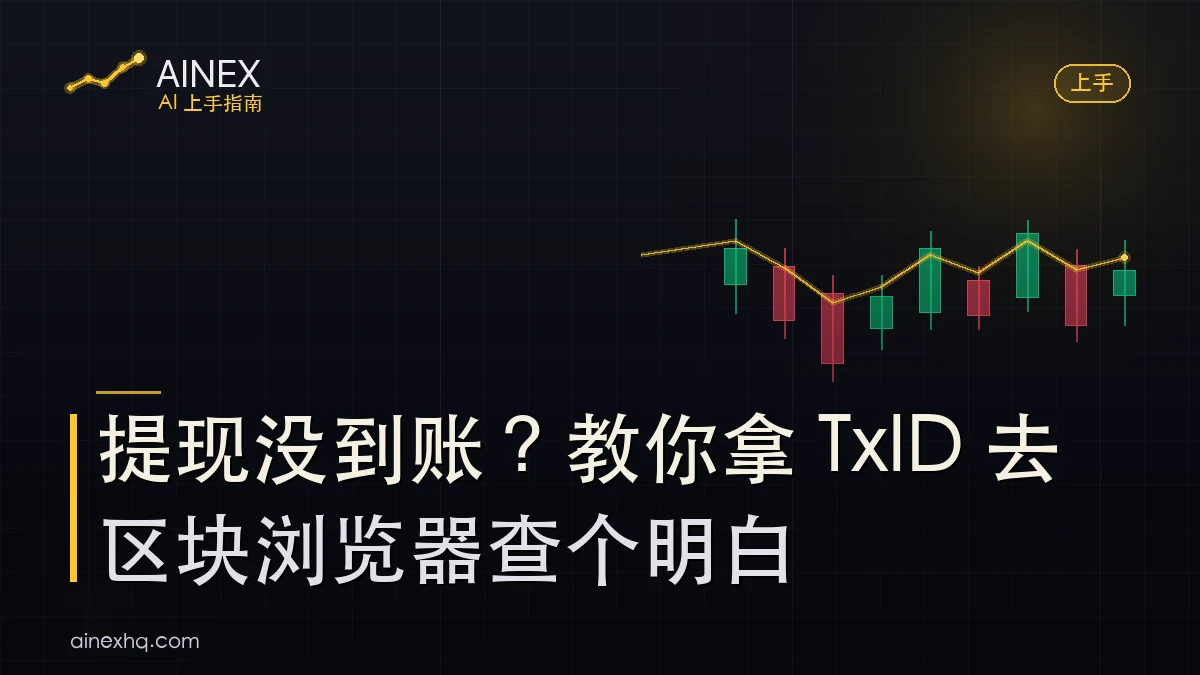提现交易在区块浏览器上查询状态的示意，显示交易哈希和确认数